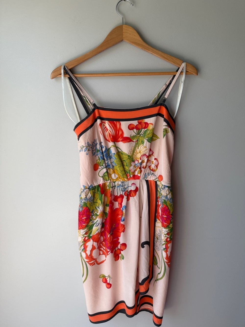 Yoana Baraschi - Peach Pink & Multi Color Floral Print Silk Dress Sz S
